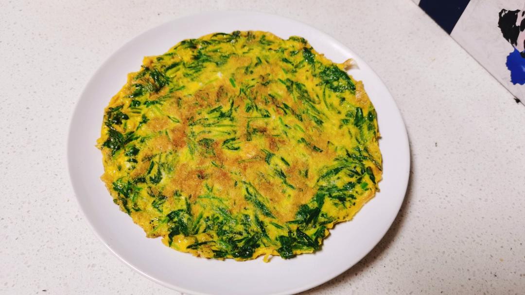 芦蒿叶蛋饼——芦蒿叶子别再扔啦！