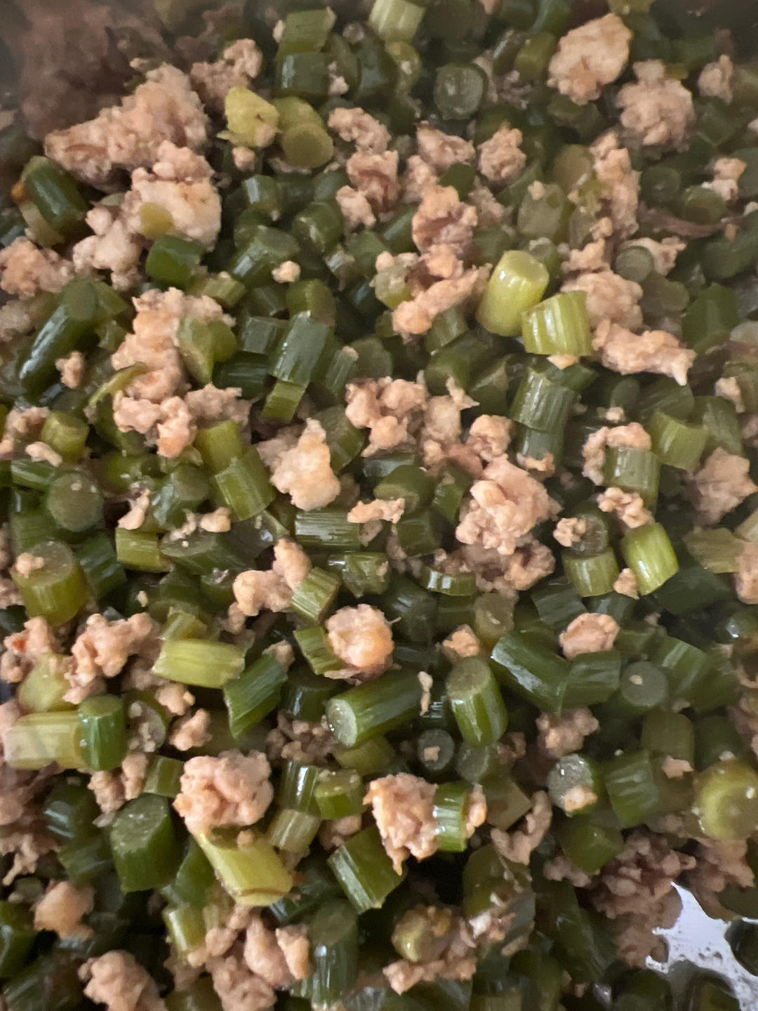 蒜苔炒肉末，三碗米饭都不够吃