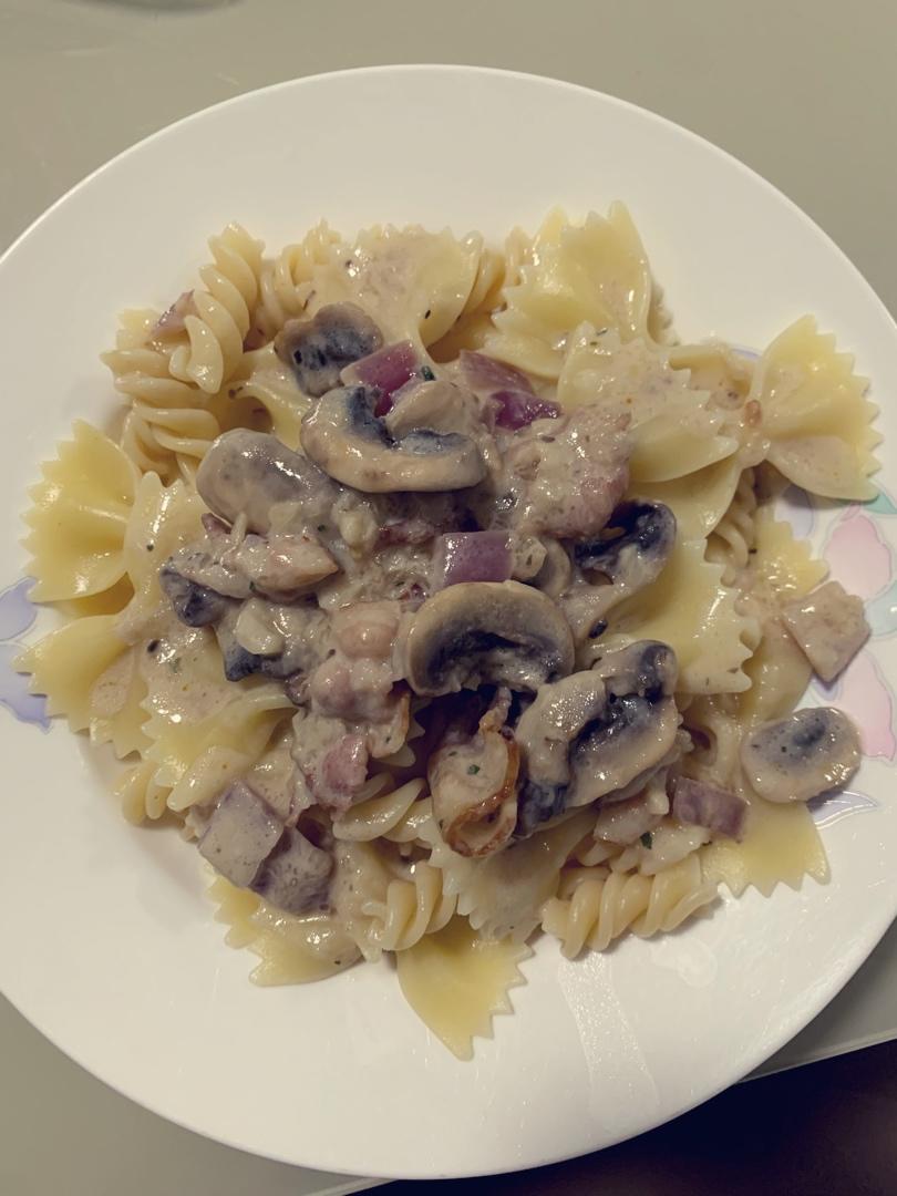 奶油蘑菇培根意大利面