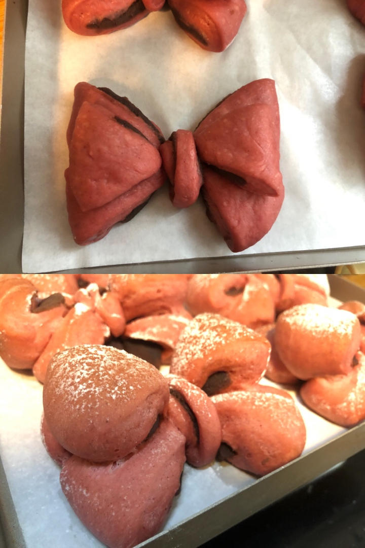 一次发酵网红粉色蝴蝶结豆沙面包（老夫的少女心啊）B74