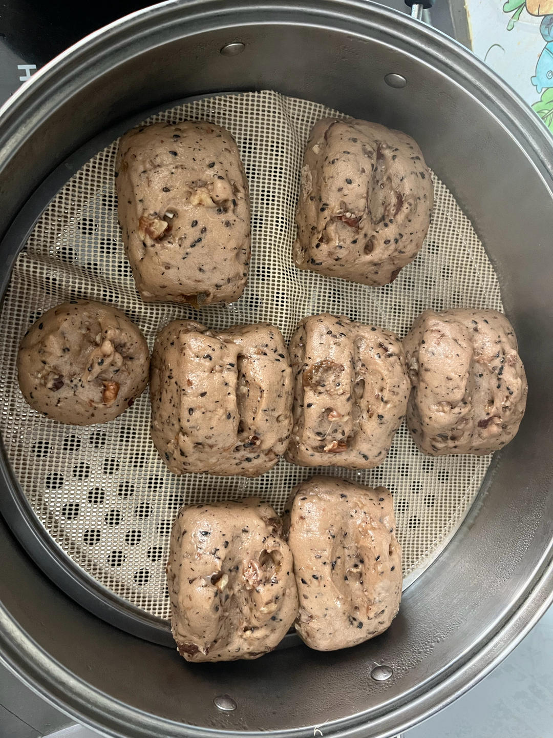 养生红糖红枣黑芝麻核桃馒头