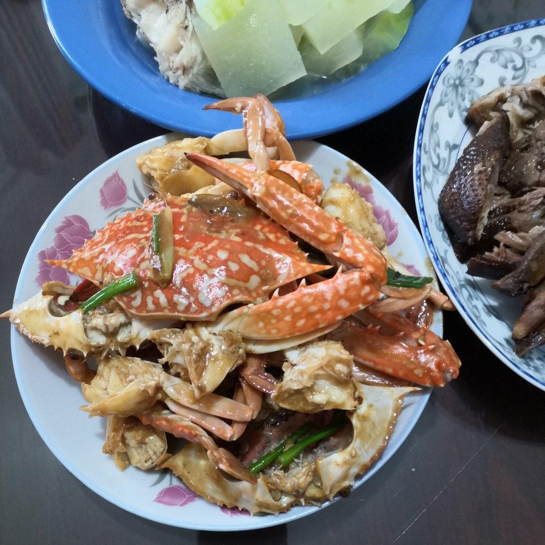 姜葱炒花蟹