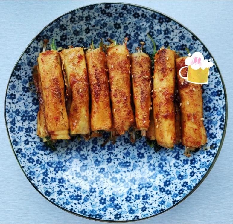 东北烧烤店-干豆腐菜卷(油煎版)