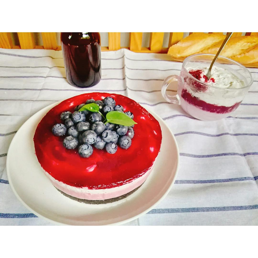 渐变蓝莓冻芝士蛋糕（免烤）