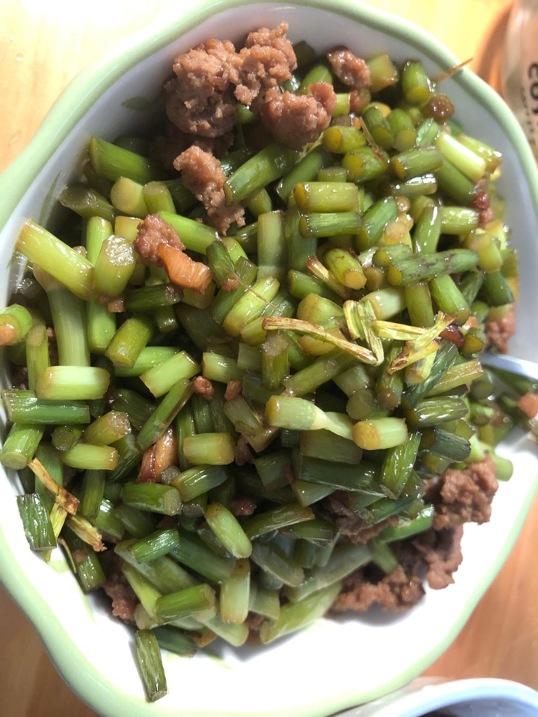 蒜苔炒肉末，三碗米饭都不够吃