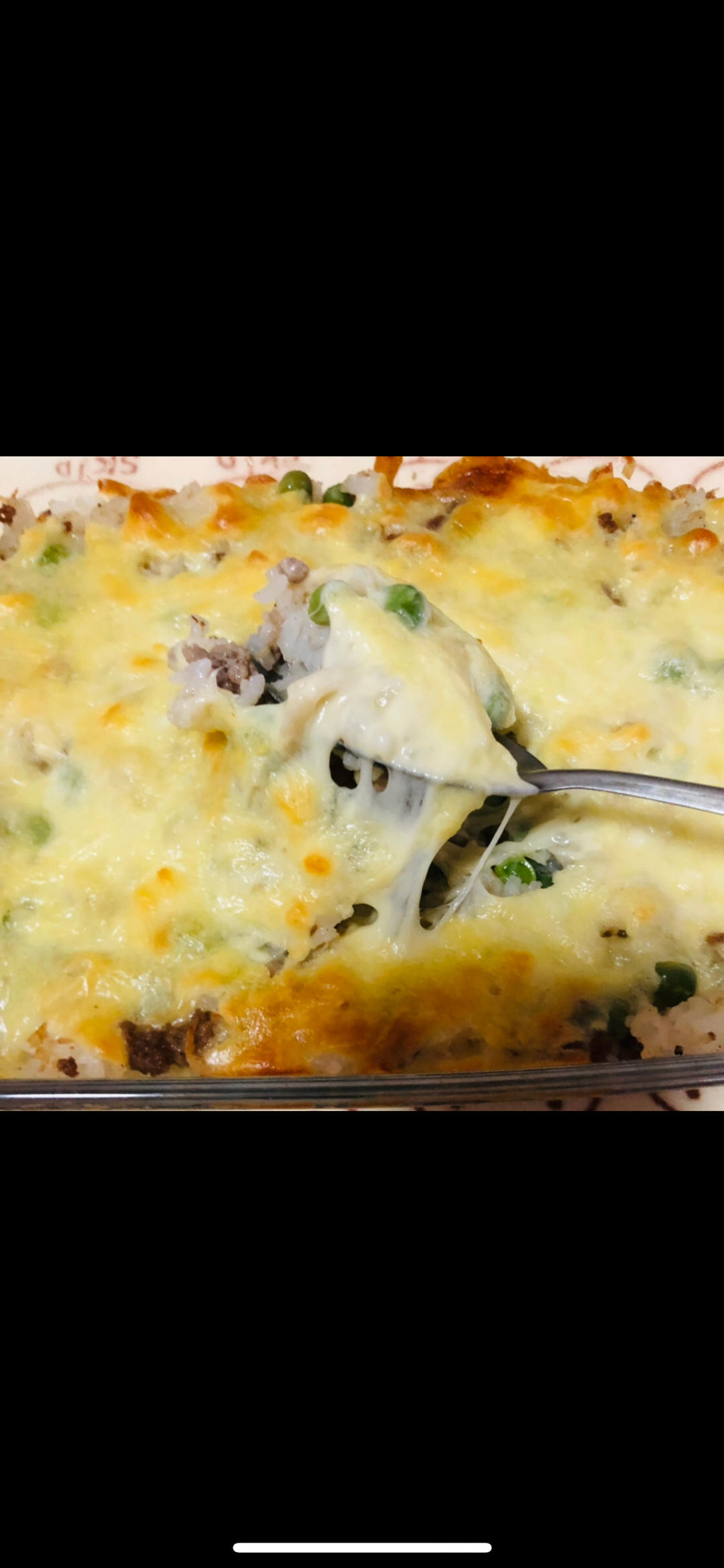 美容养颜补钙的虾皮猪精肉豌豆芝士焗饭