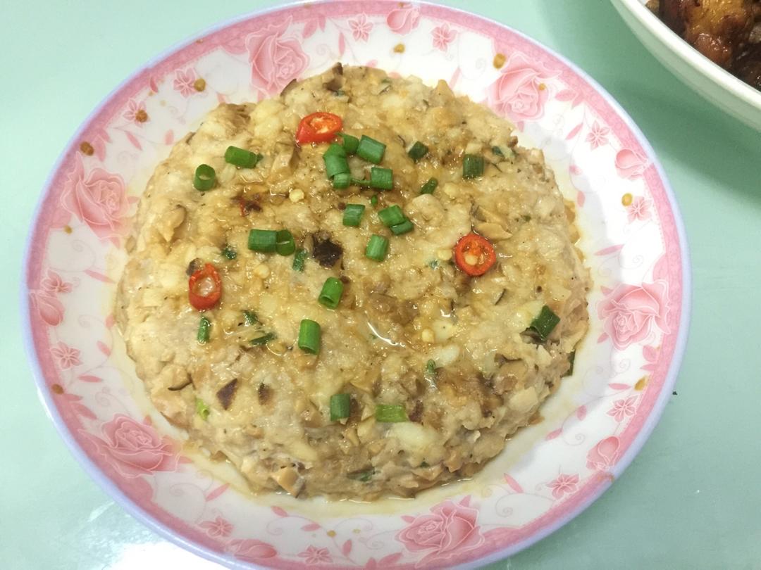 马蹄鲜菇蒸肉饼