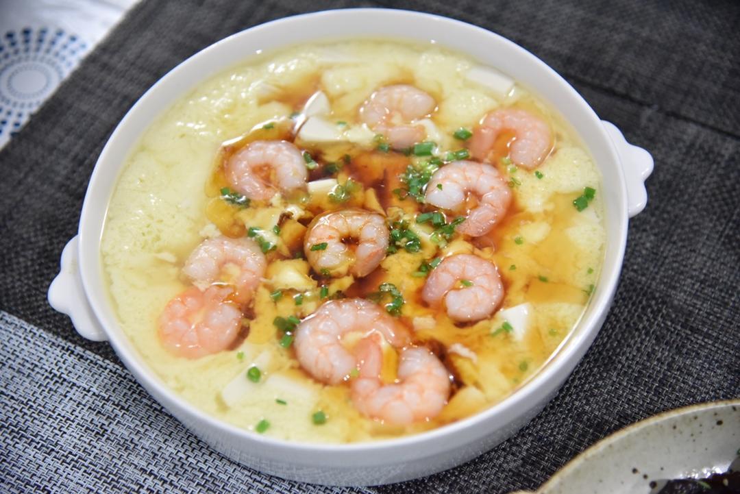 虾仁豆腐蒸水蛋