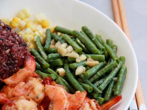 健康低卡——胡椒虾+蒜泥豇豆+杂粮饭的做法 步骤12