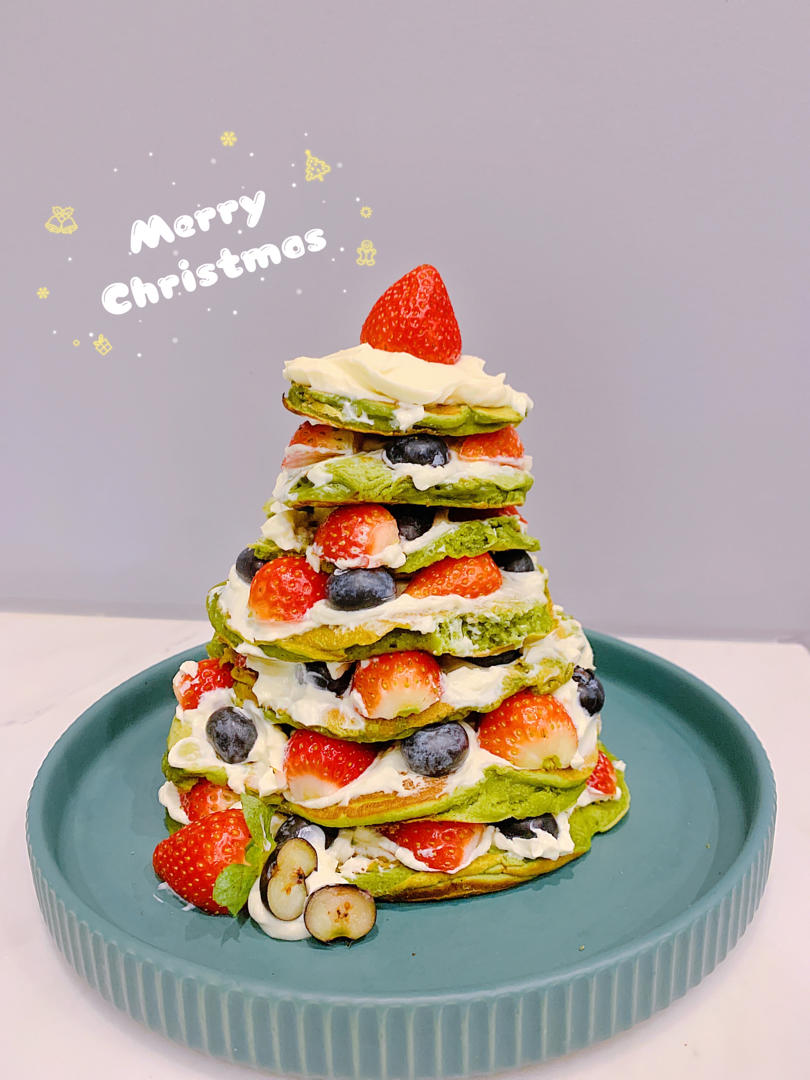 ‼️无需烤箱🌟好吃不胖的圣诞松饼蛋糕🎄