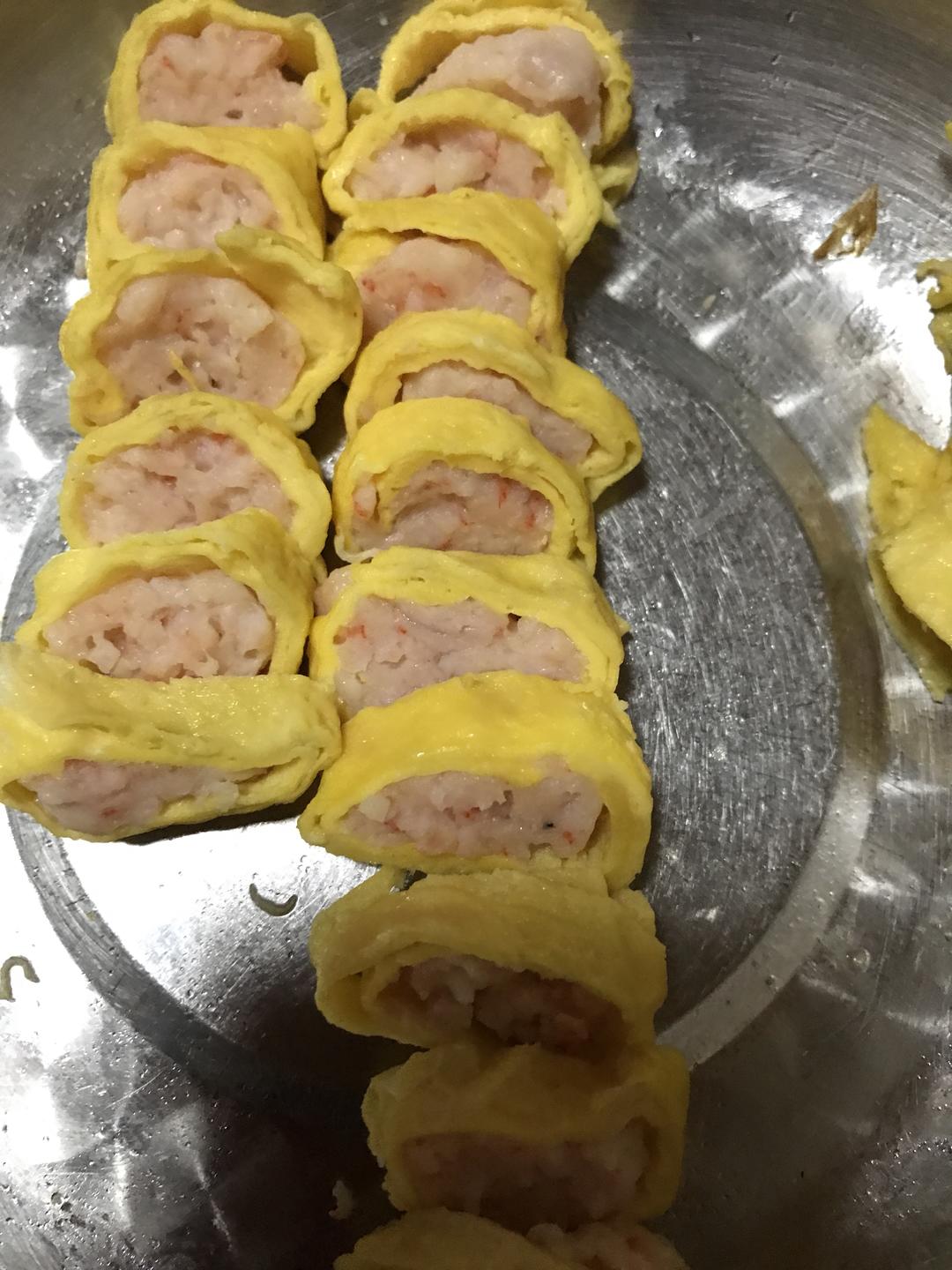 虾子猪肉鸡蛋卷