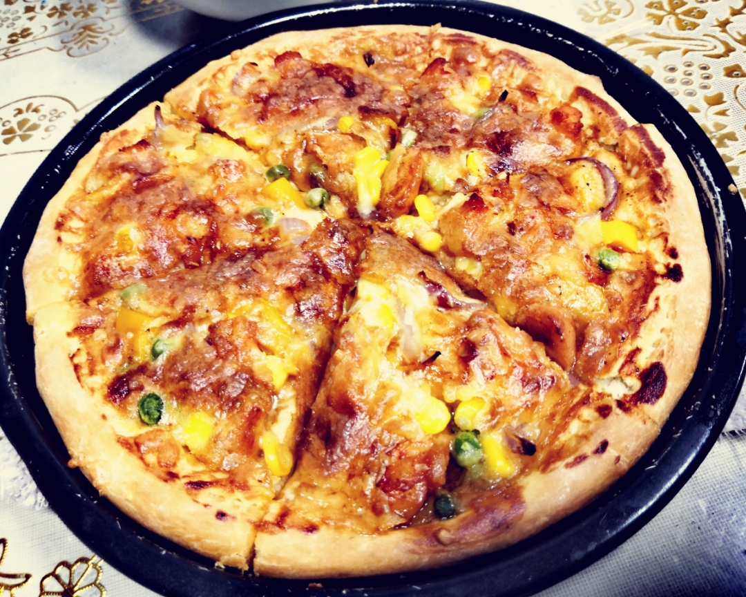 快手夏威夷风情香芒披萨（含底做法，八寸）的做法 步骤12