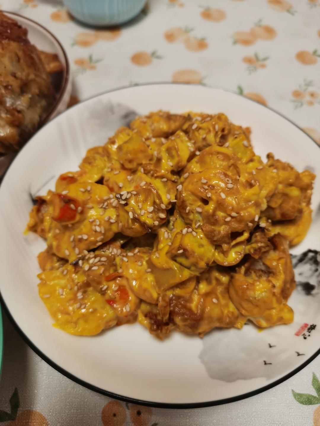 直流口水！制作简单的甜辣芥末虾球