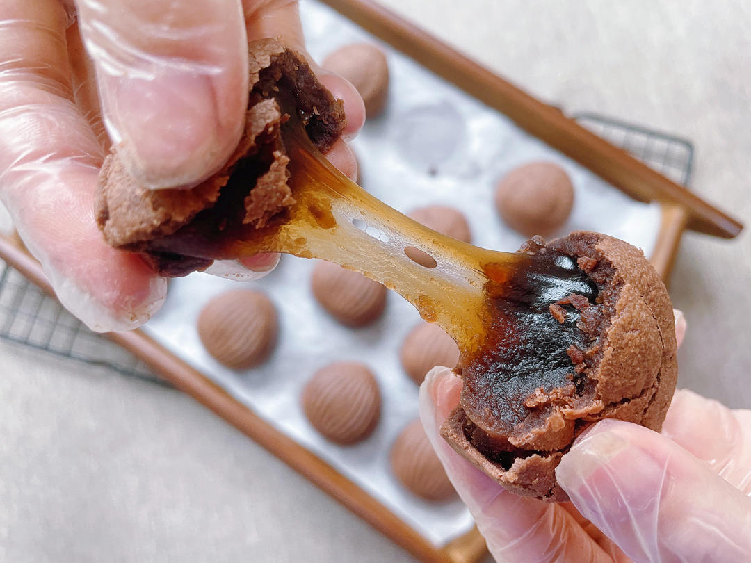 提拉米苏焦糖麻薯可可奶酥月饼｜一口沦陷｜曲奇口感｜香酥掉渣