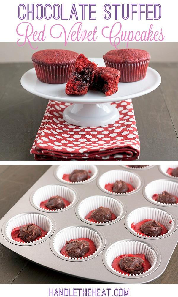 Chocolate-Stuffed Red Velvet Cupcakes 巧克力夹心红丝绒杯子蛋糕的做法