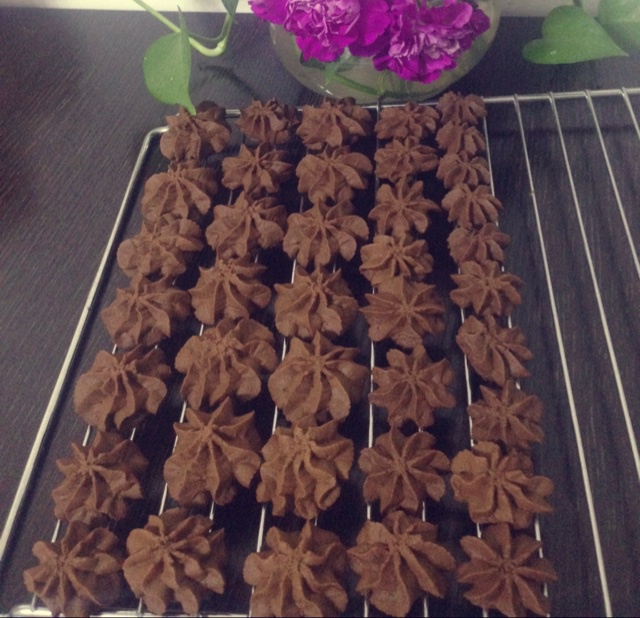 挤花毫无压力的巧克力曲奇