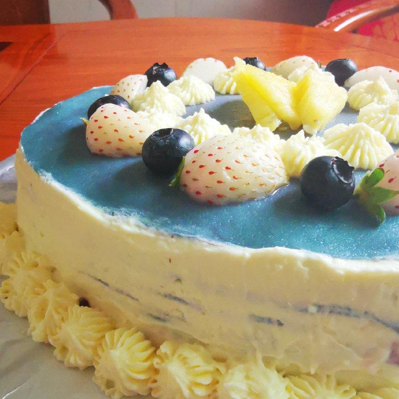 蝶豆花海盐芝士千层蛋糕（原创）