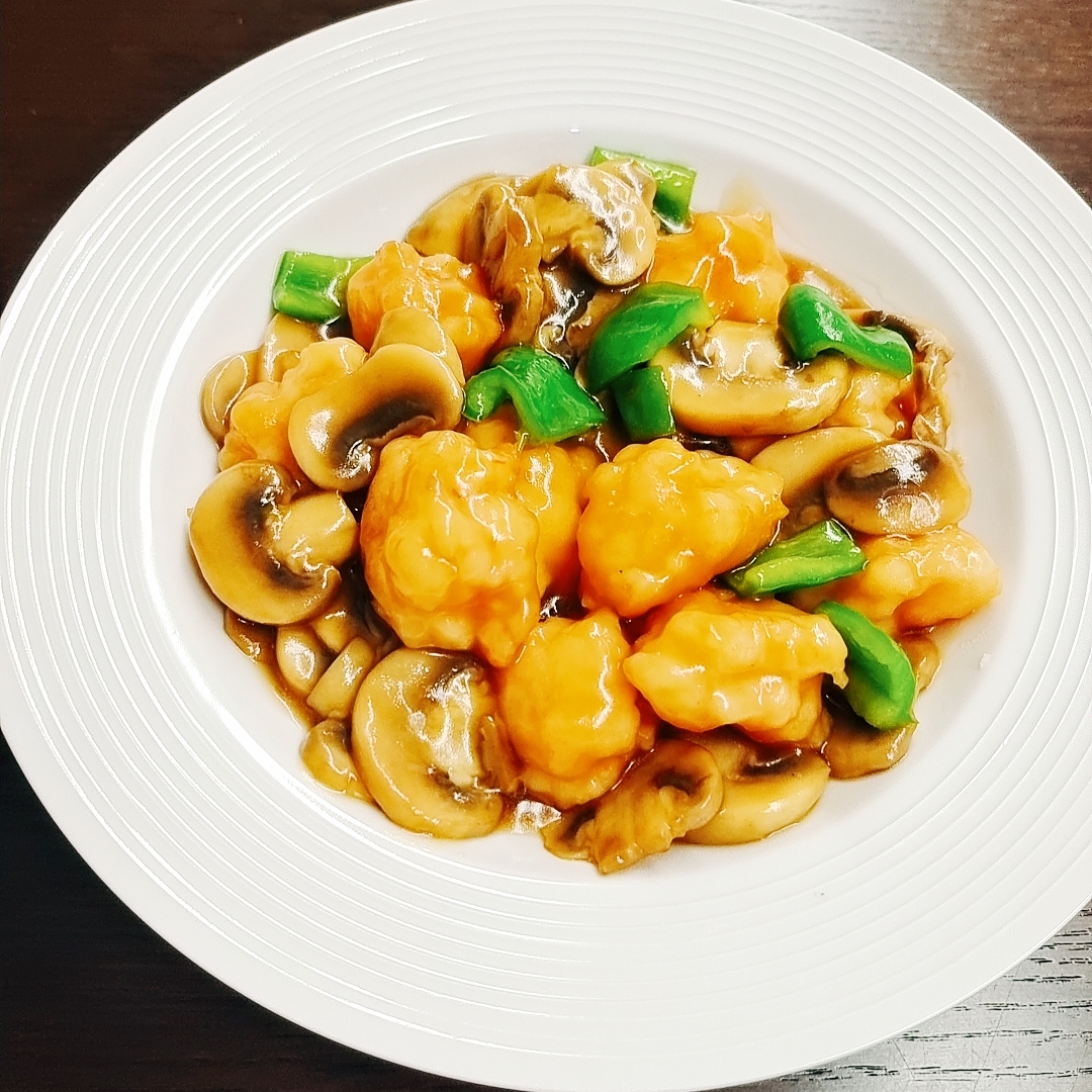蘑菇🍄（口蘑）炒虾滑❗️简单美味