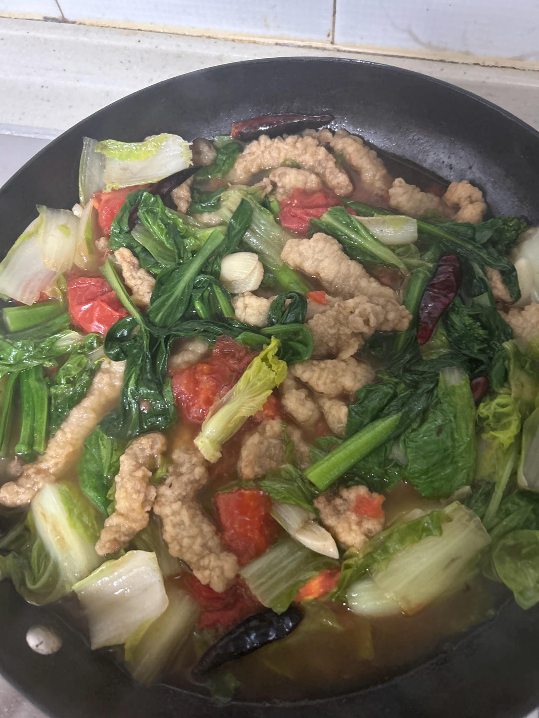 小白菜炖酥肉，鲜香美味，清淡可口