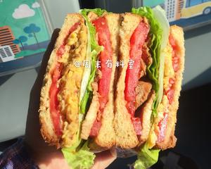 超简单低脂早餐：蔬菜水果鸡肉牛肉三明治的做法 步骤7