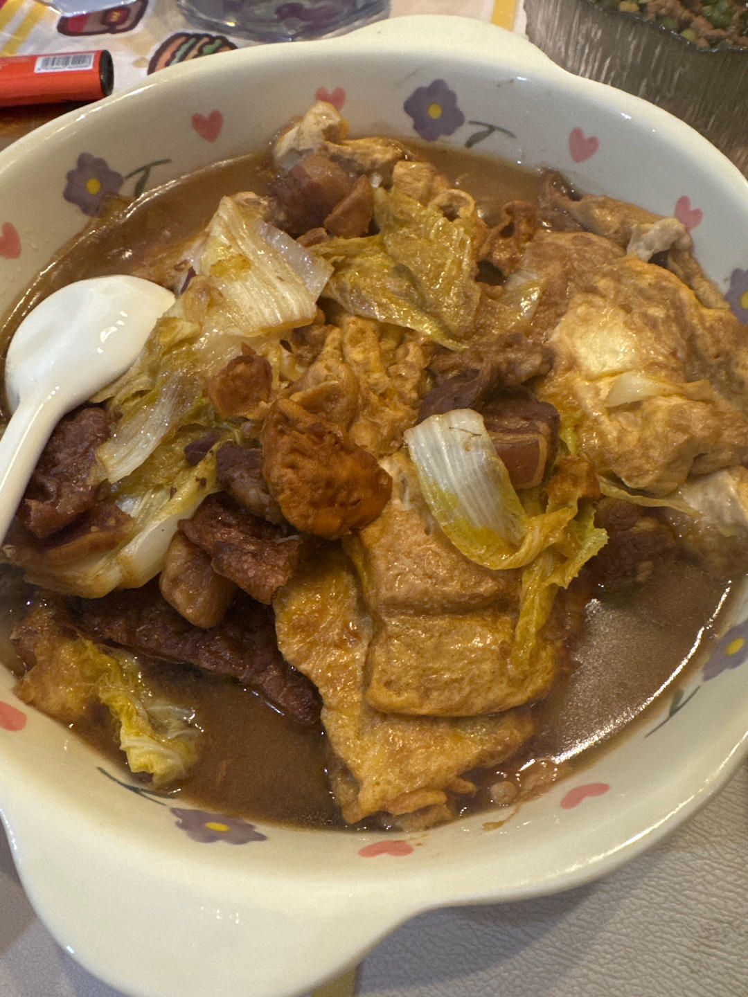 用吃剩的红烧肉做的猪肉白菜炖粉条