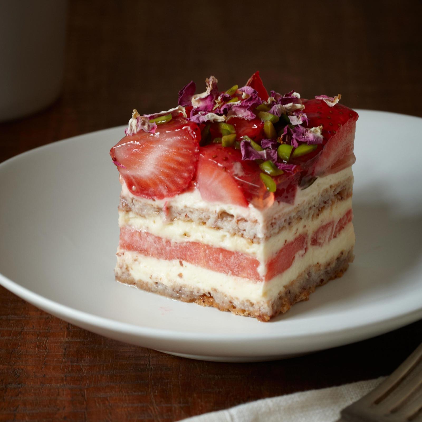 玫瑰草莓西瓜蛋糕，又美又美味