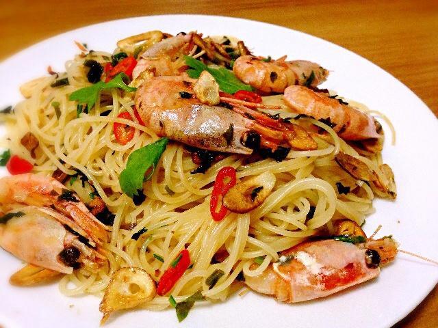 海鲜蒜片辣椒意面的做法