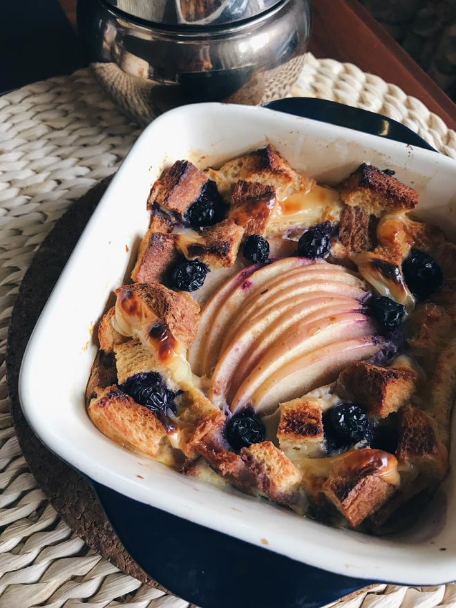 ｛减脂和美食不冲突｝蓝莓爆浆的蛋奶烤苹果吐司的做法