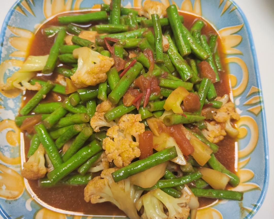 西红柿炒长豆角