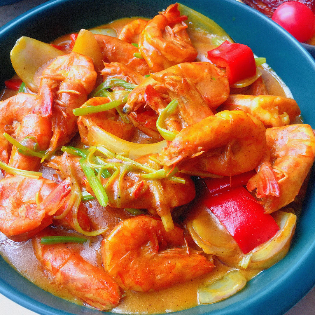 谁谁谁的小厨房做的咖喱虾