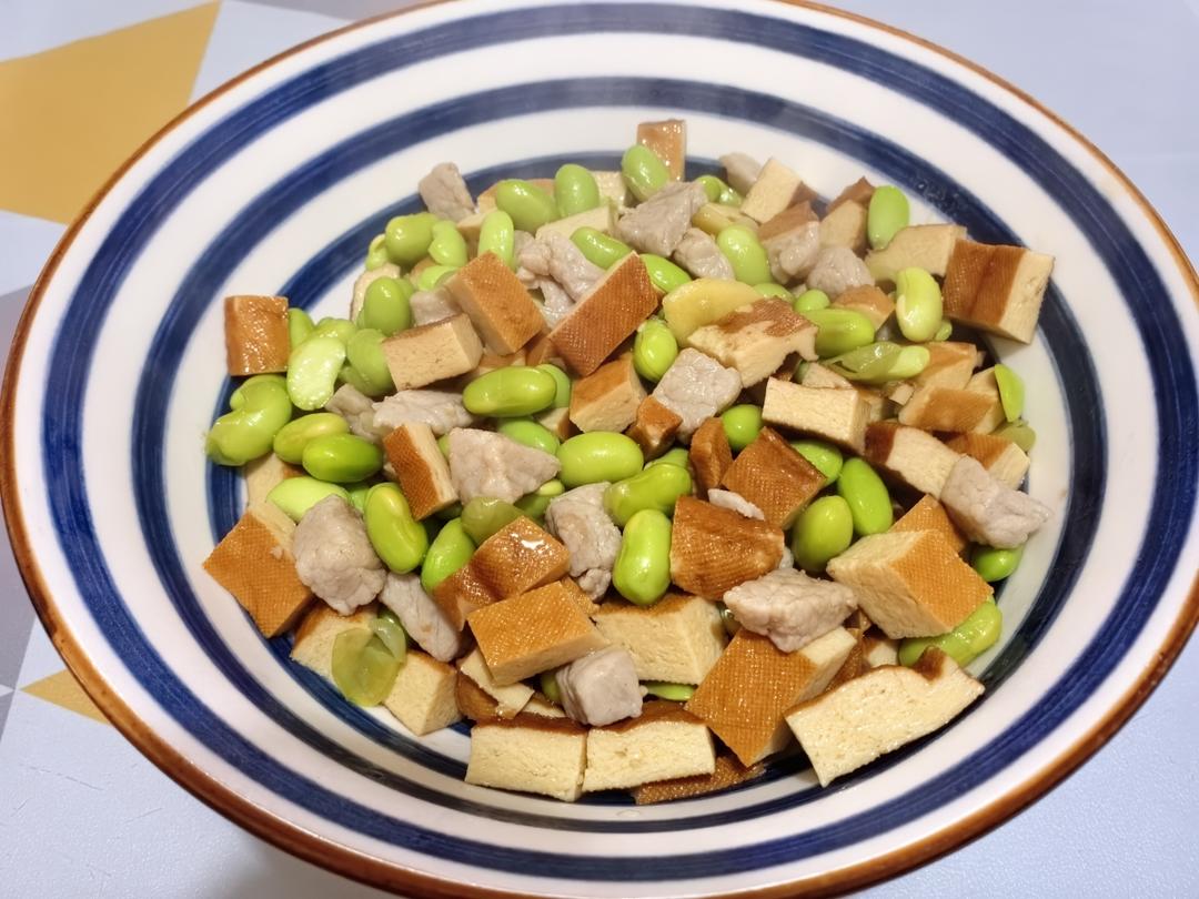 肉丁豆干炒毛豆