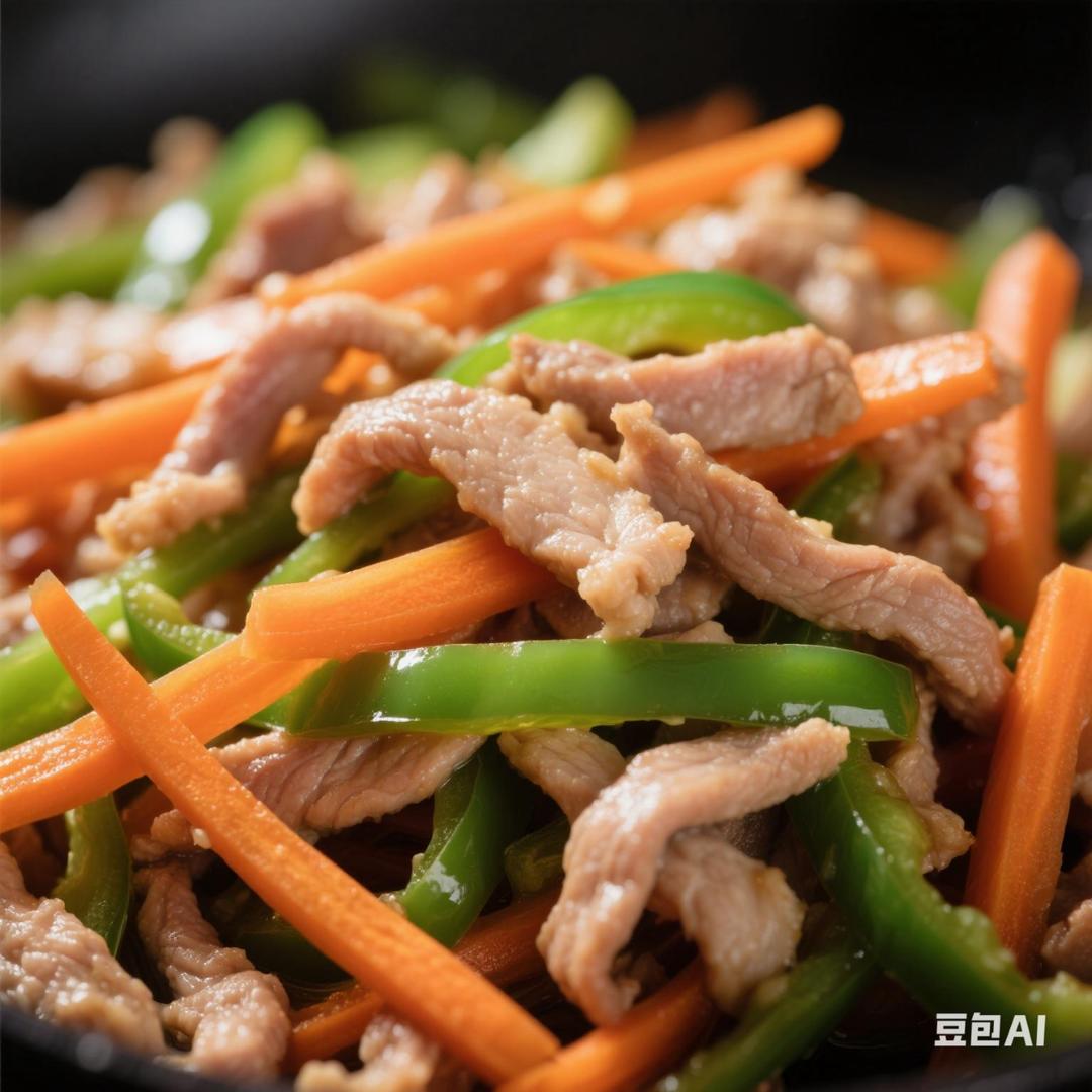 快手减脂菜—肉丝炒胡萝卜青椒丝
