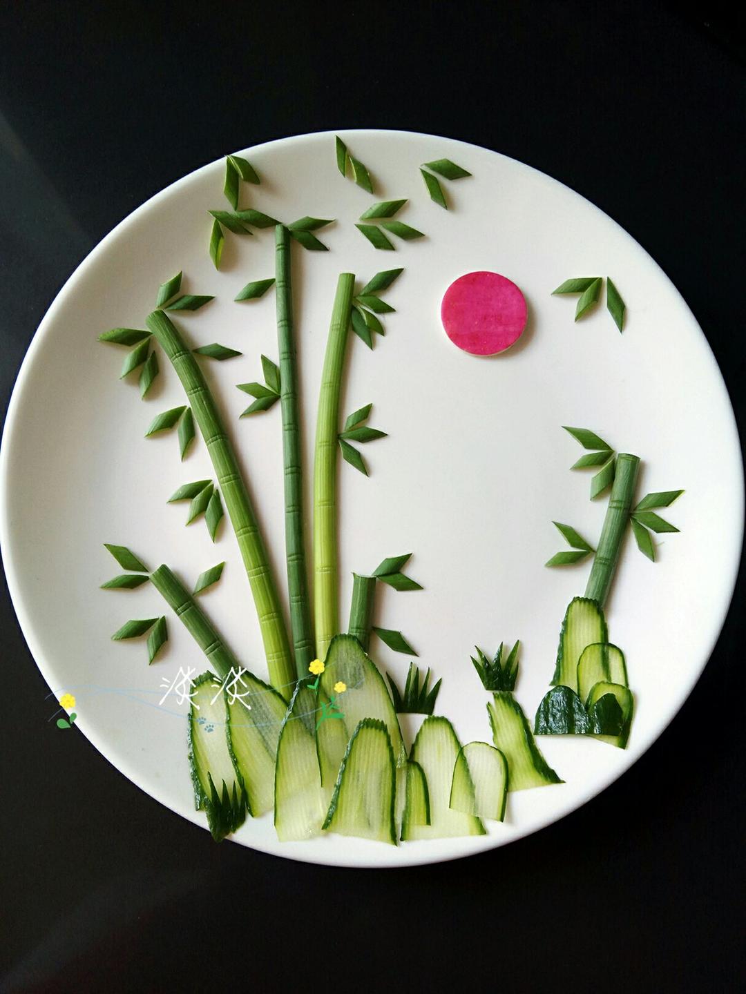 我的蔬果盘画（梅，兰，竹，菊四君子）