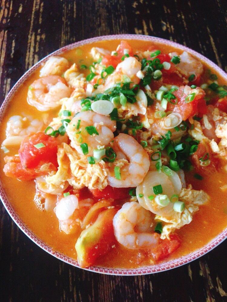 蕃茄鸡蛋炒虾仁