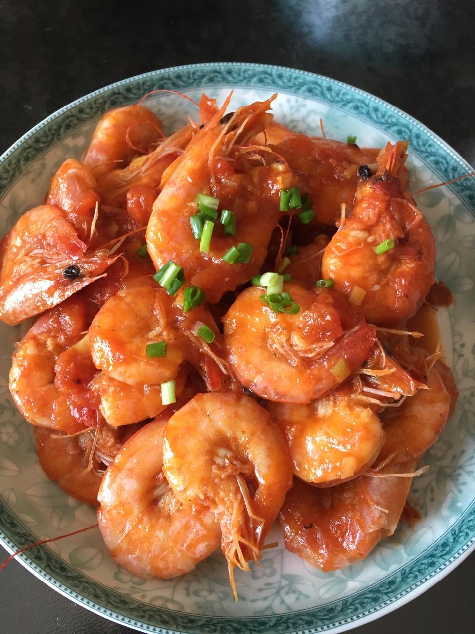 蒜蓉茄汁开背虾