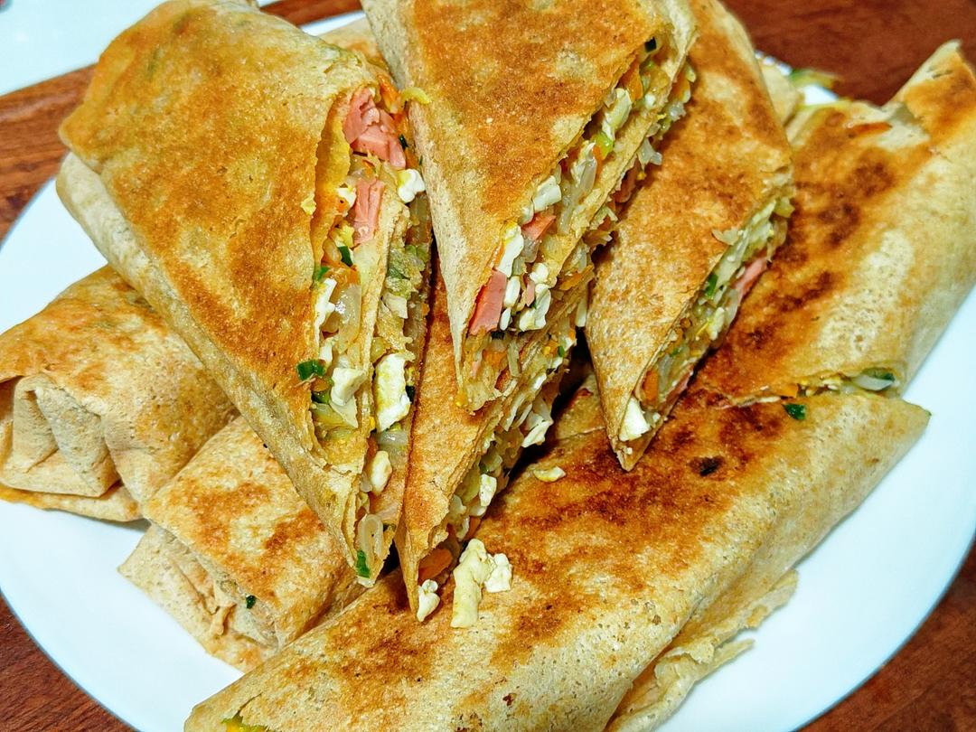 平底锅山东菜煎饼，外酥里嫩超好吃