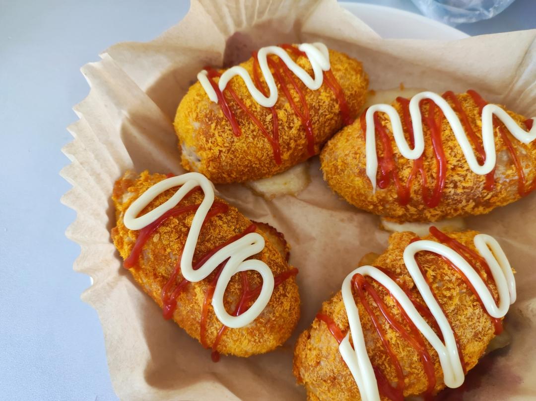 💯芝士热狗棒手抓饼版(无油烤箱版)