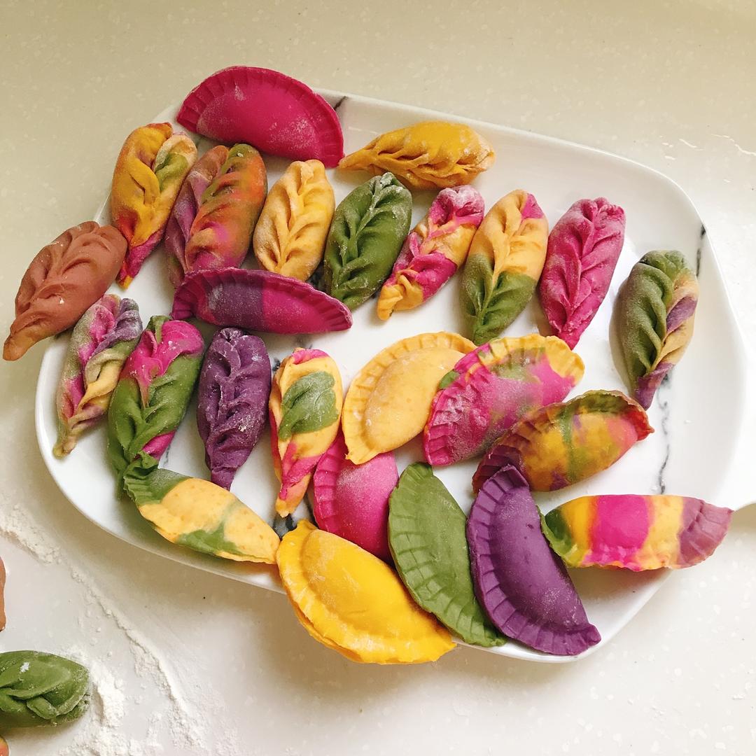 kokame做的彩色花朵小馄饨