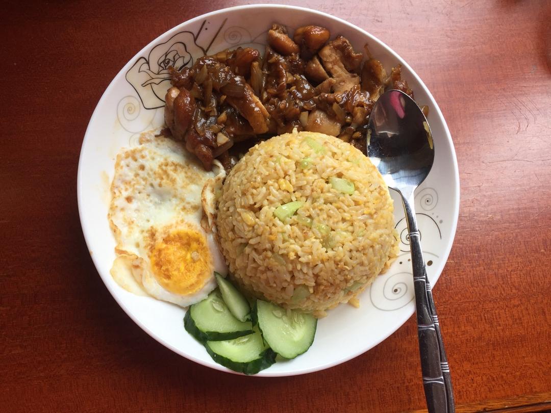 简单的香煎鸡腿盖浇饭