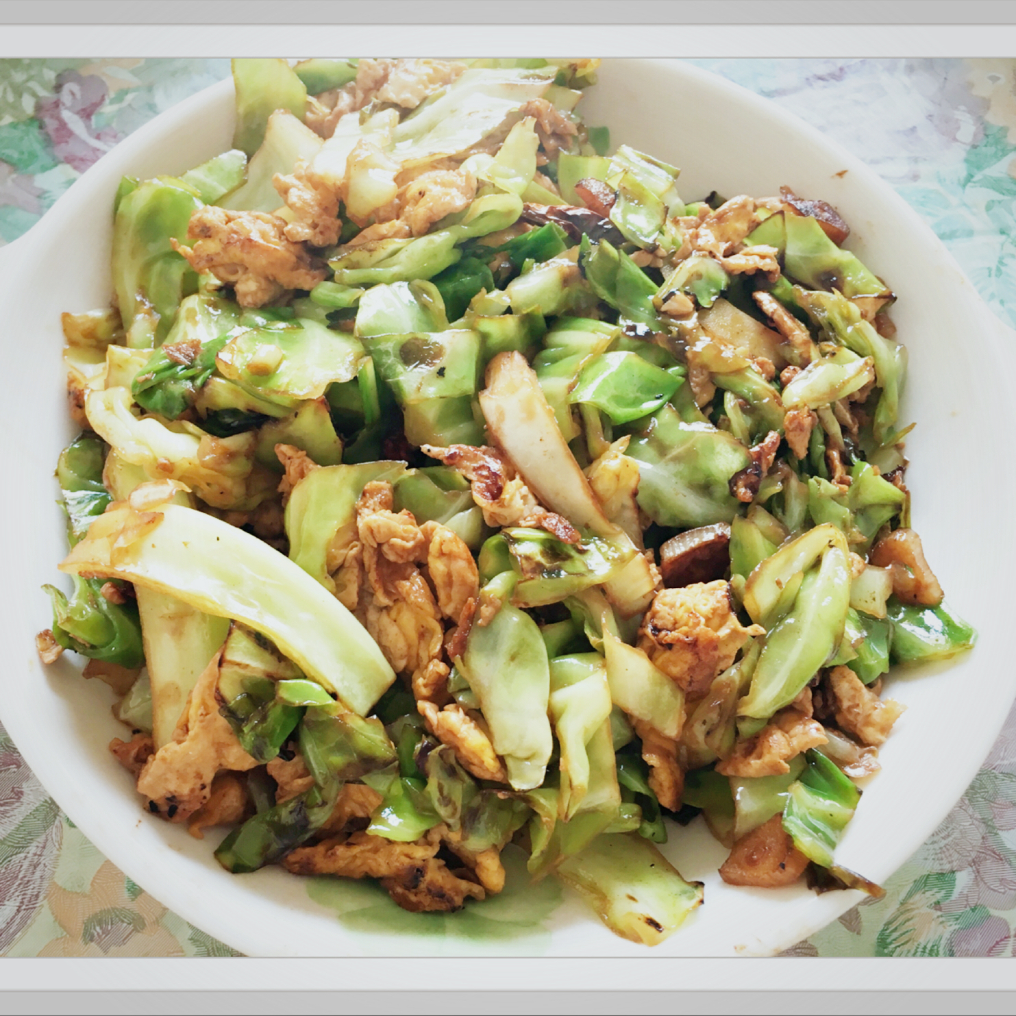 包菜粉丝炒鸡蛋