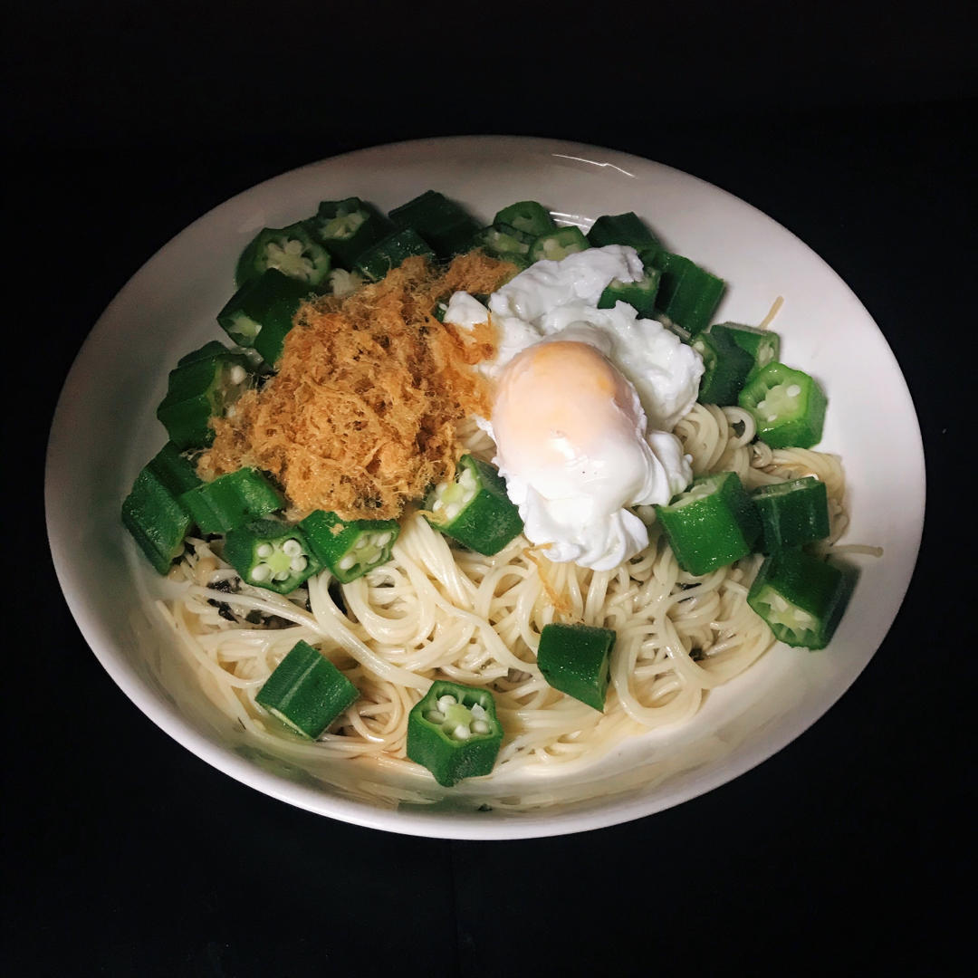 紫菜金针菇酱凉拌秋葵荞麦面【健康一锅端】