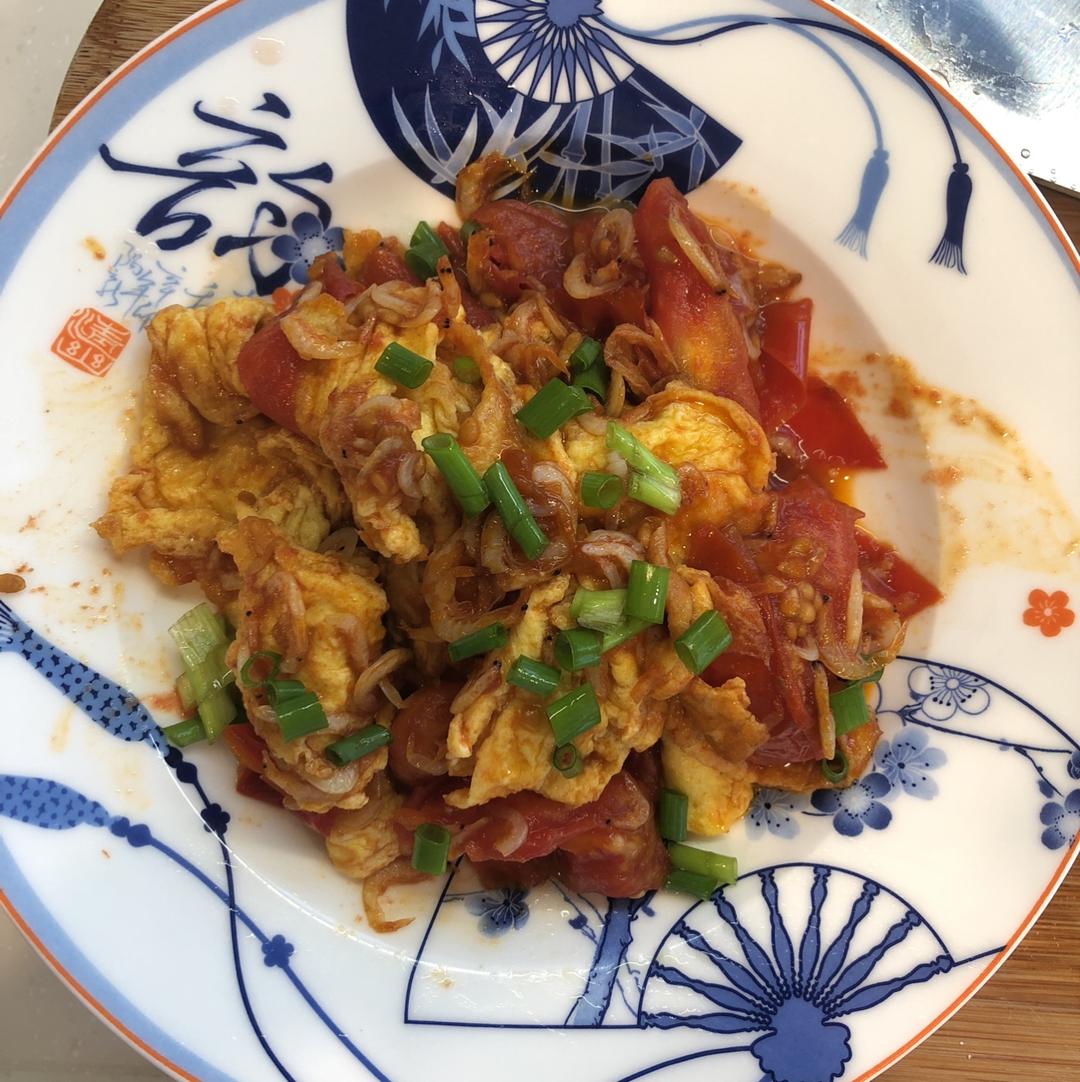 虾皮西红柿炒鸡蛋-适合儿童