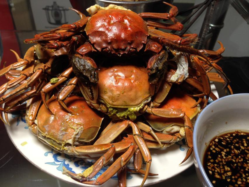 宁宁的胖妈做的清蒸螃蟹
