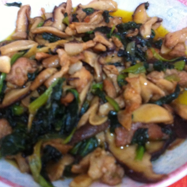 香菇肉片炒油菜