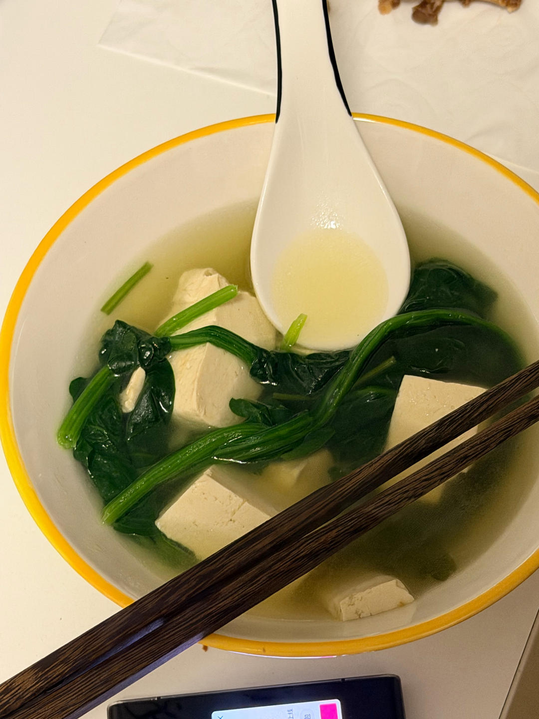 减肥低卡高蛋白靓汤-菠菜豆腐鸡蛋汤，可加洋车前子壳粉