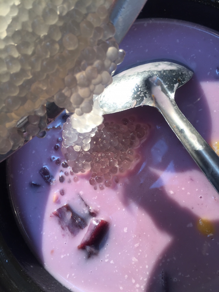 椰浆紫薯苹婆西米露的做法 步骤7