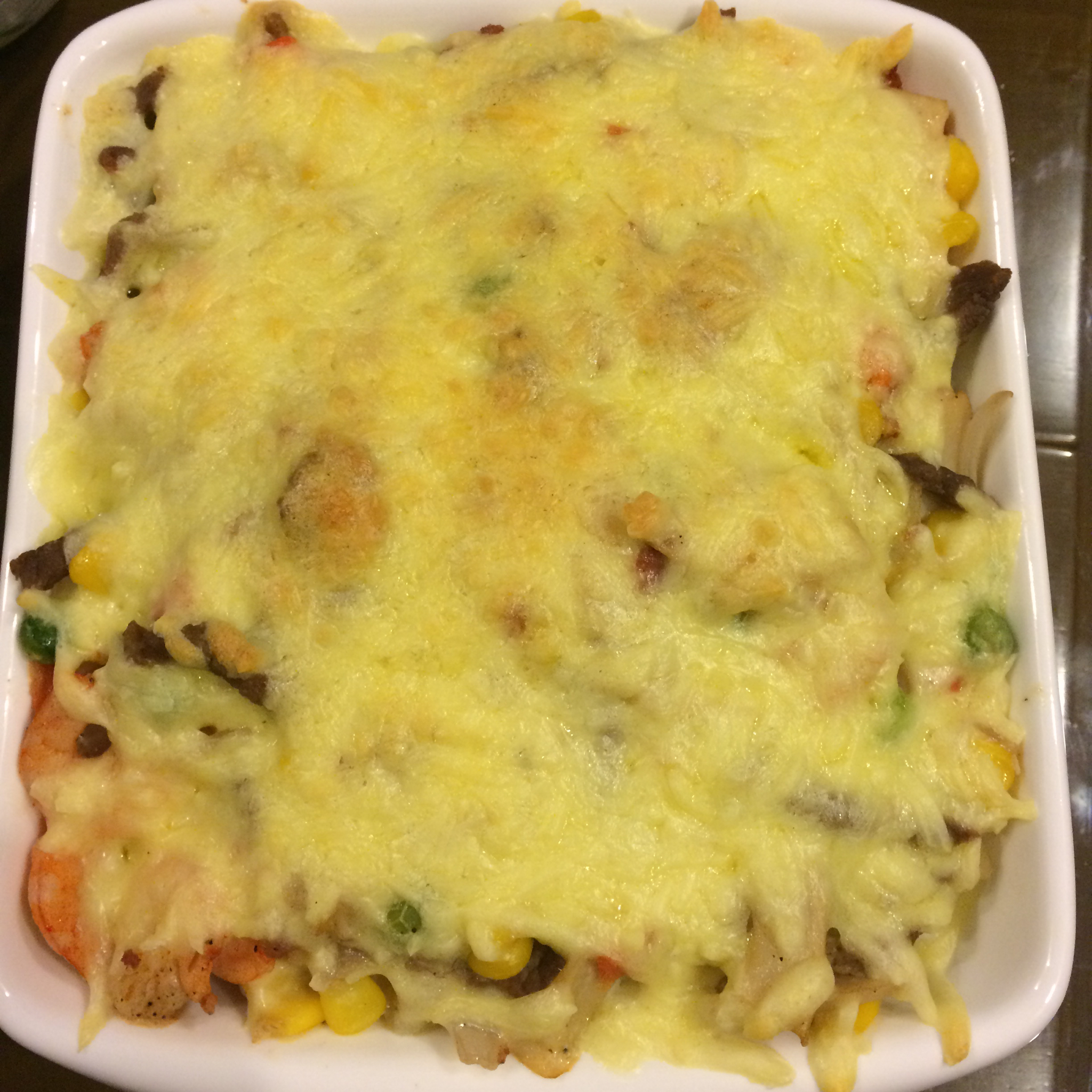鲜虾培根芝士焗饭