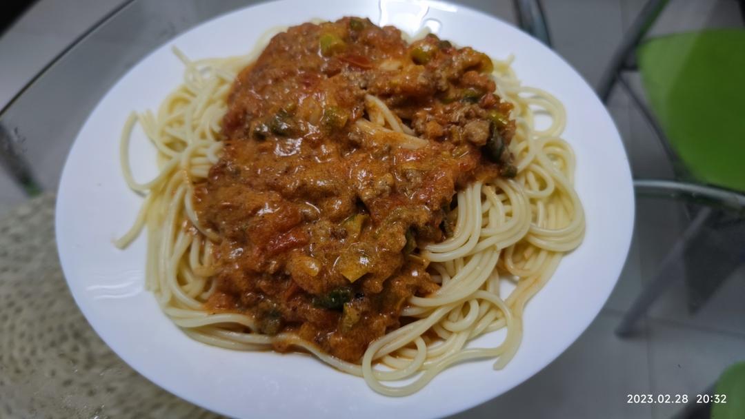 （完胜必胜客的）番茄肉酱意大利面～