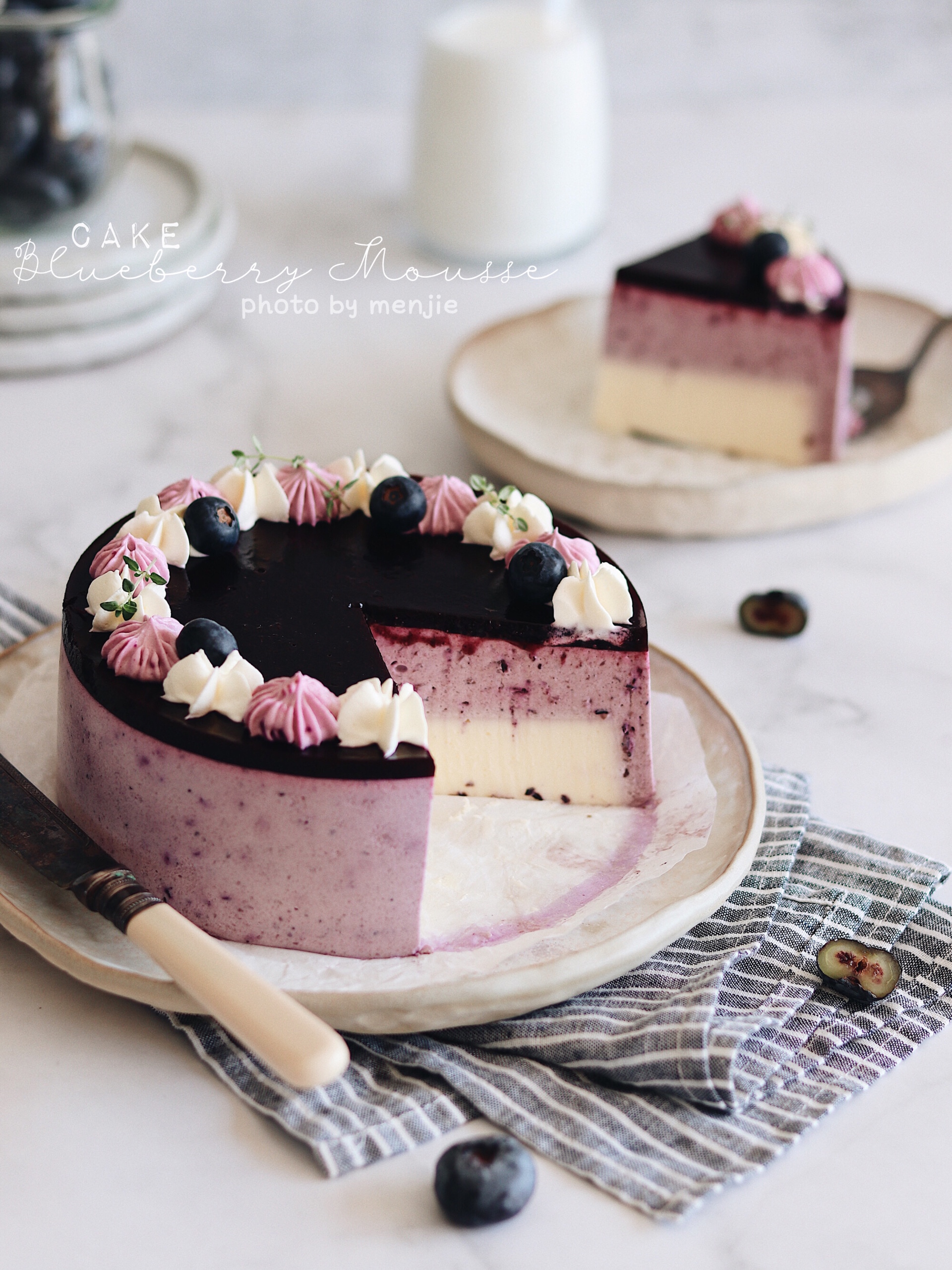多重口感🫐蓝莓冻芝士慕斯蛋糕｜切块蛋糕