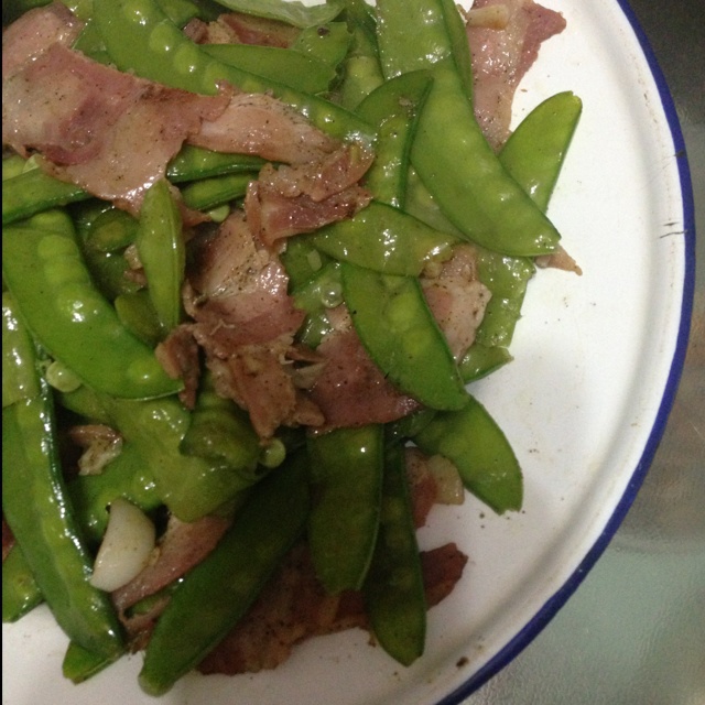荷兰豆炒培根